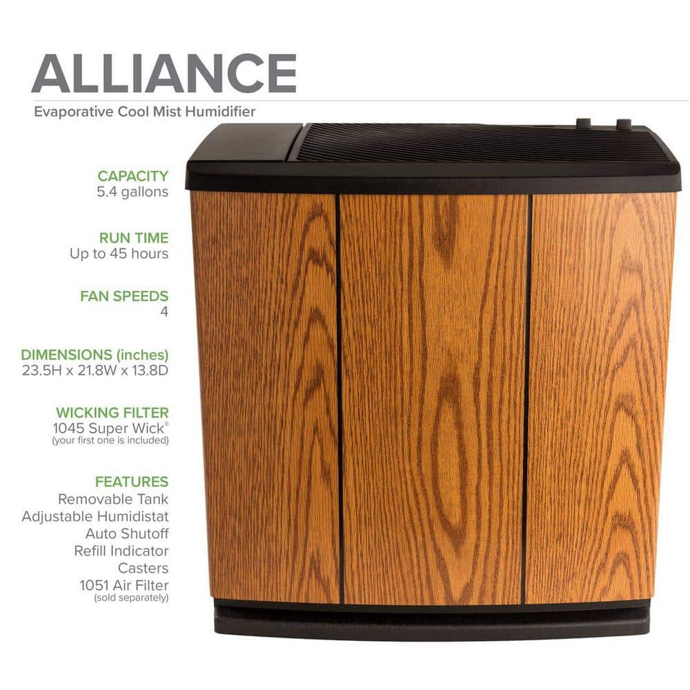 Light Oak and Black Whole-House Evaporative Humidifier with Automatic Shutoff