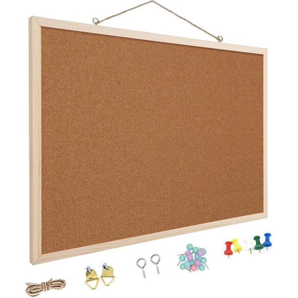 Afoxsos 16 x 24 Cork Board with Wooden Frame Double Sided Odor-Free Self-Healing for Wall Organizer Home Office School