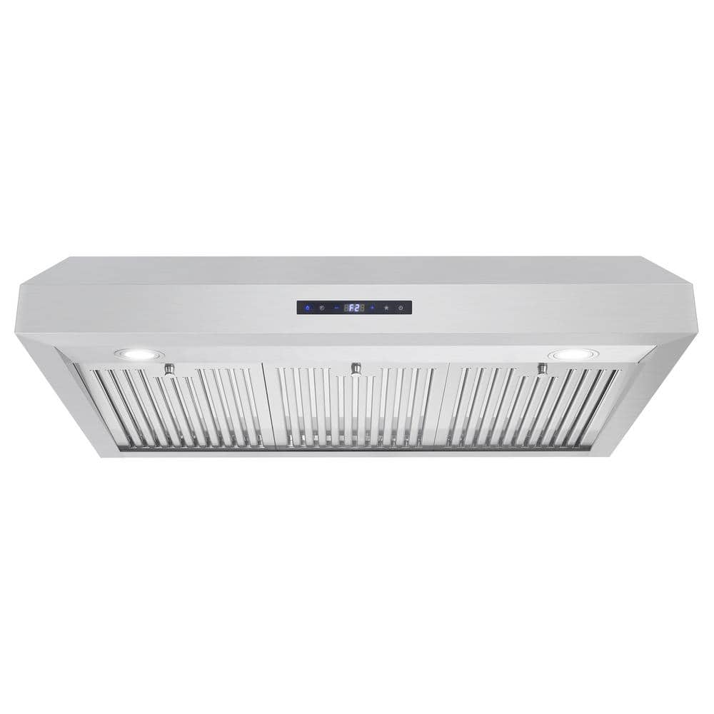 Cosmo 36 in. Ducted Under Cabinet Range Hood in Stainless Steel with Touch Display and Permanent Filters, Stainless Steel with Touch Controls