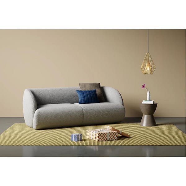 Monland 85 in. Minimalism Round Arm Polyester Blend Upholstery Rectangle Chaise Deep-Seated Oversized 3-Seaters Sofa in. Grey