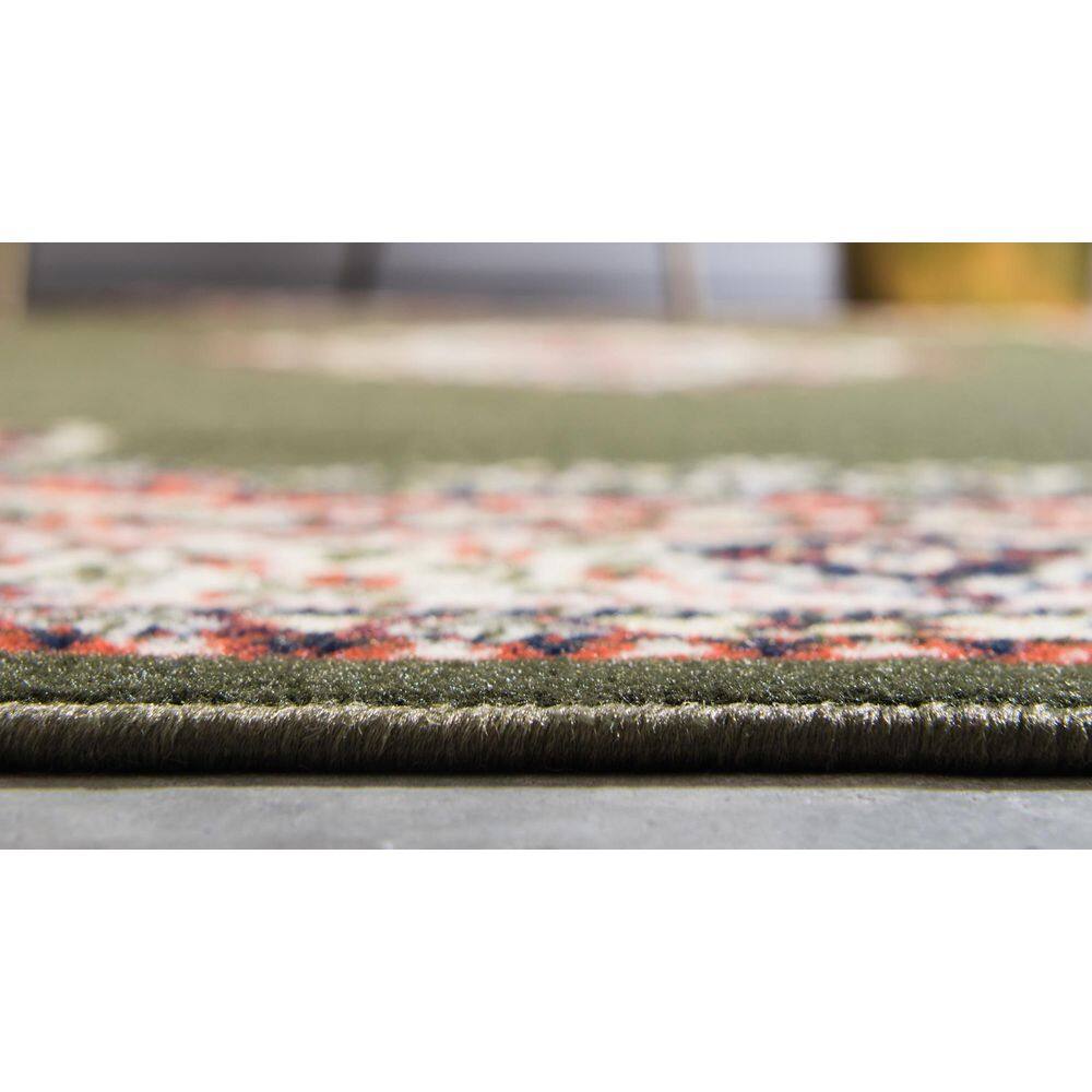 Amaya Green Medallion 8' x 10' Synthetic Easy-Care Area Rug