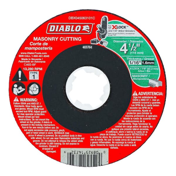 DIABLO 4-1/2 in. Type 1 Masonry Cutting for X-Lock and 7/8 in. Arbor Angle Grinders