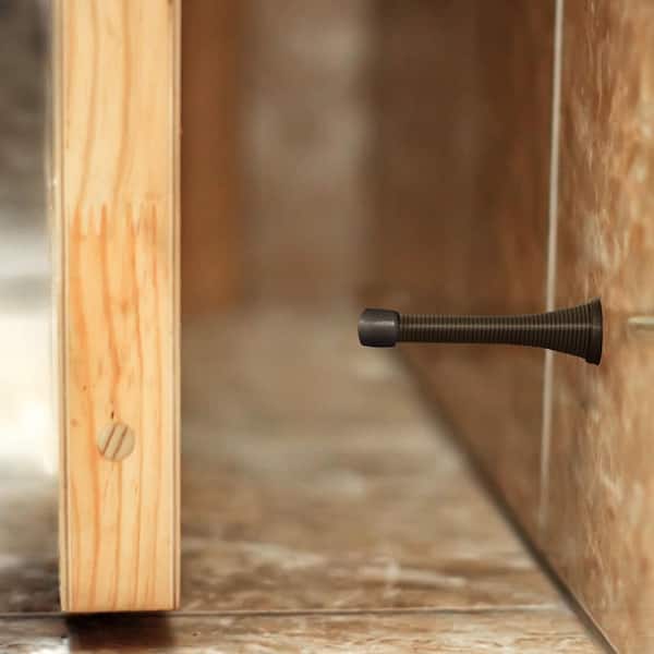 3-1/8 in. Polished Brass Spring Door Stop Value Pack (10 per Pack)