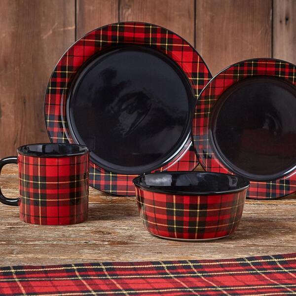 plaid ceramic plates