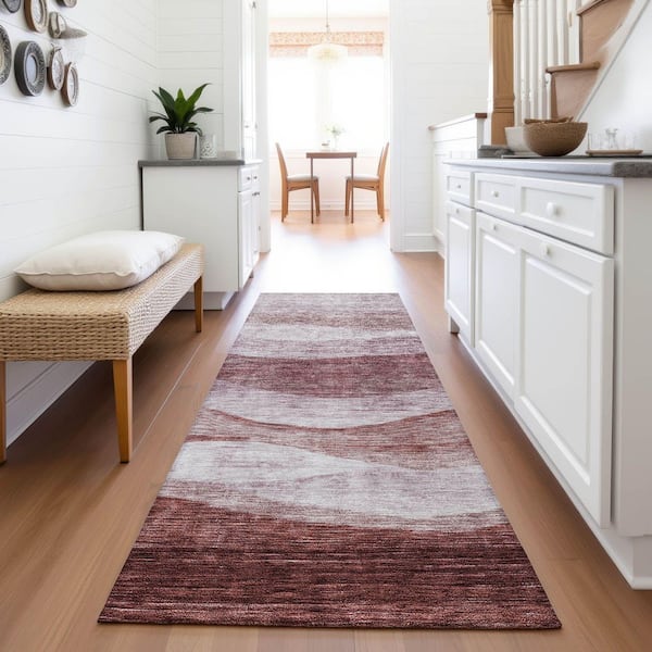 Mayfield Premium Machine Washable Abstract AMF1141 Blush 2 ft. 3 in. x 7 ft. 6 in. Runner Rug