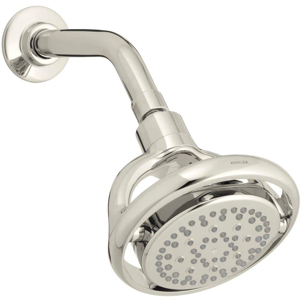 Kohler Flipside 4 Spray 5 4 In Single Wall Mount Fixed Shower Head In Vibrant Polished Nickel K 15996 Sn The Home Depot