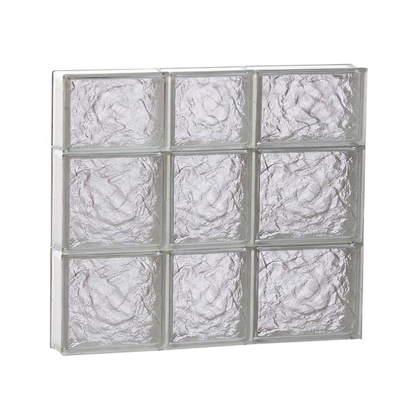 Clearly Secure 21.25 in. x 21.25 in. x 3.125 in. Frameless Ice Pattern Non-Vented Glass Block Window