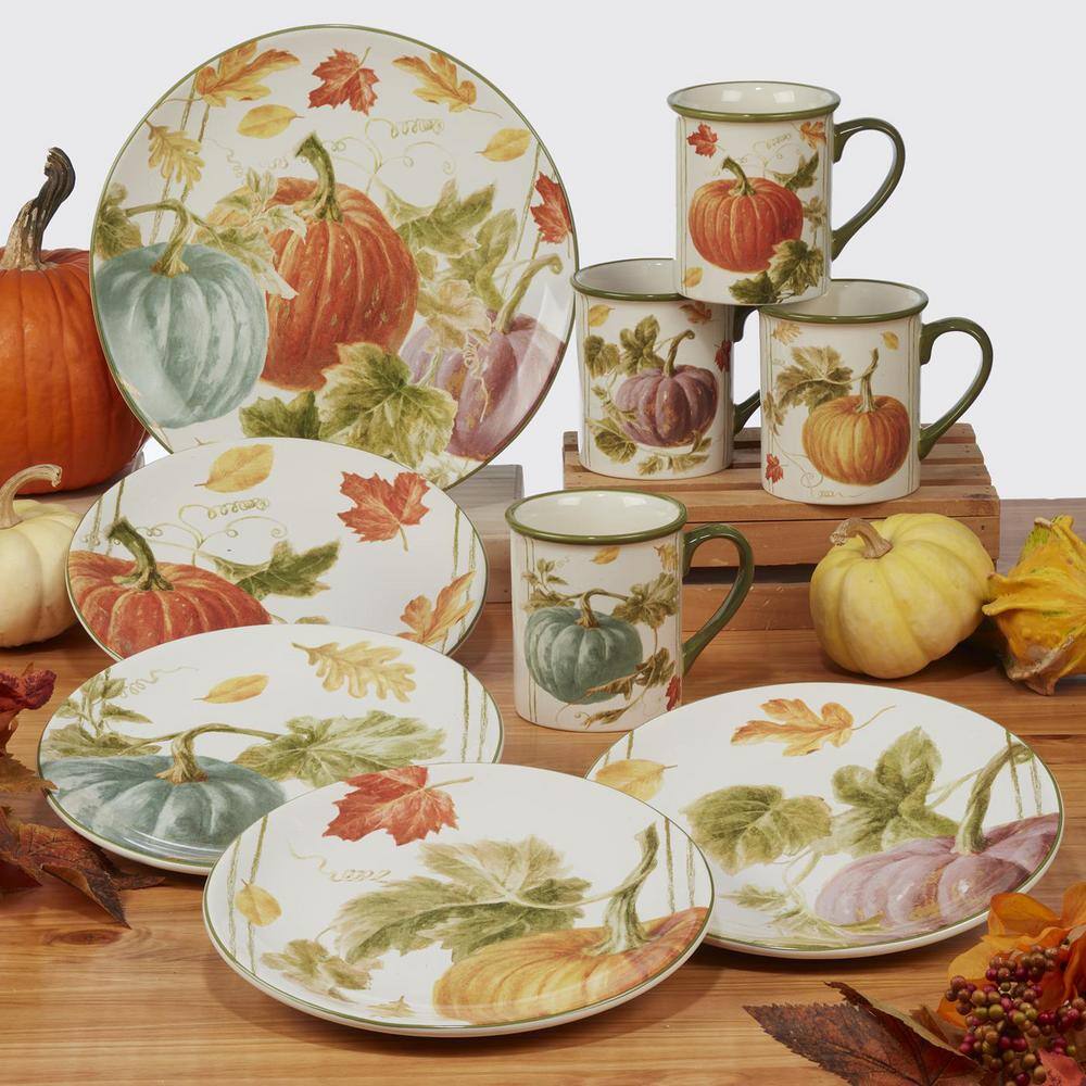 16oz Multicolor Ceramic Autumn Harvest Mug Set