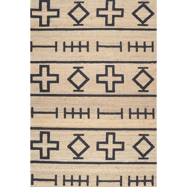 nuLOOM Barry Tribal Symbols Jute Natural 4 ft. x 6 ft. Area Rug