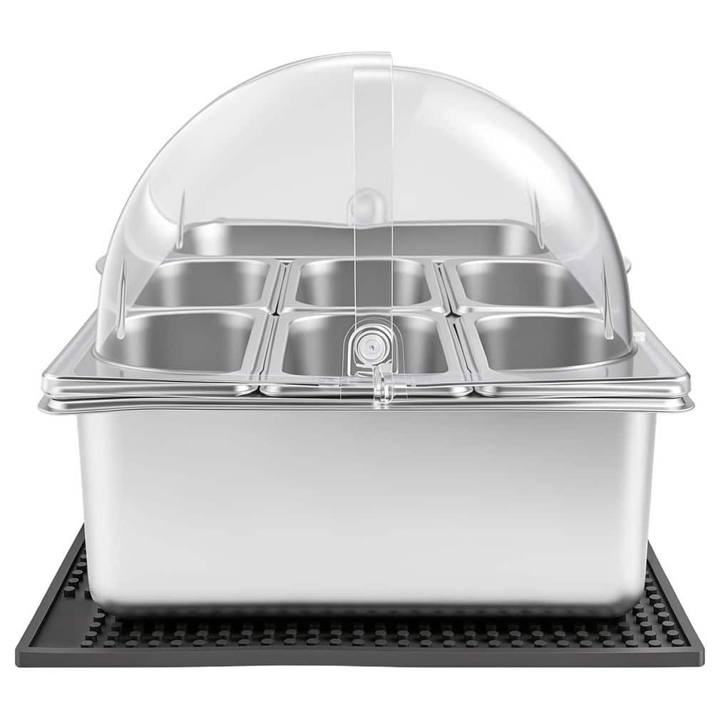 Countertop Food Serving Container, Stainless Steel Salad Server Tray, Ice-Cooled Rack Buffet Condiment Servers with Lids price history on PriceWatchPro