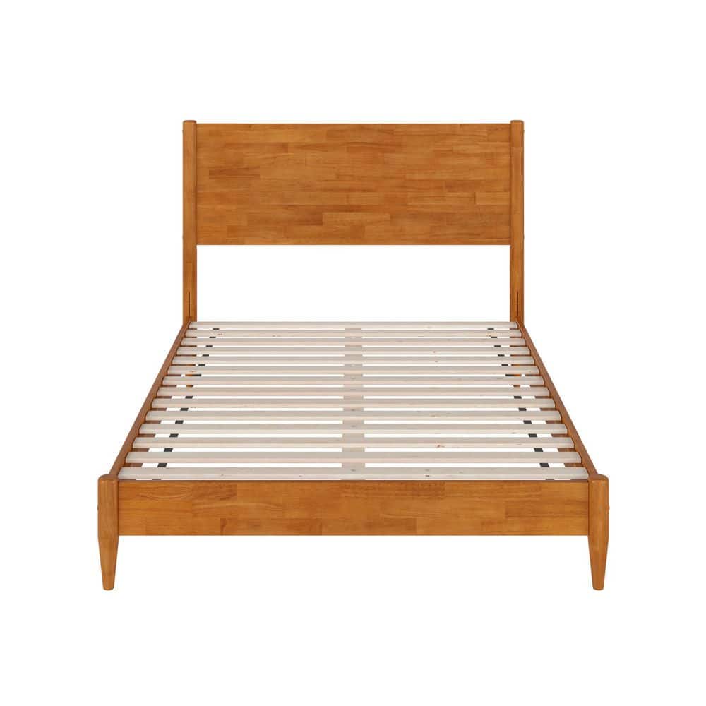 Pasadena Light Toffee Full Solid Wood Platform Bed with Headboard
