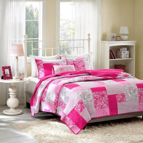 Mi Zone May 4-Piece Pink Full/Queen Coverlet Set