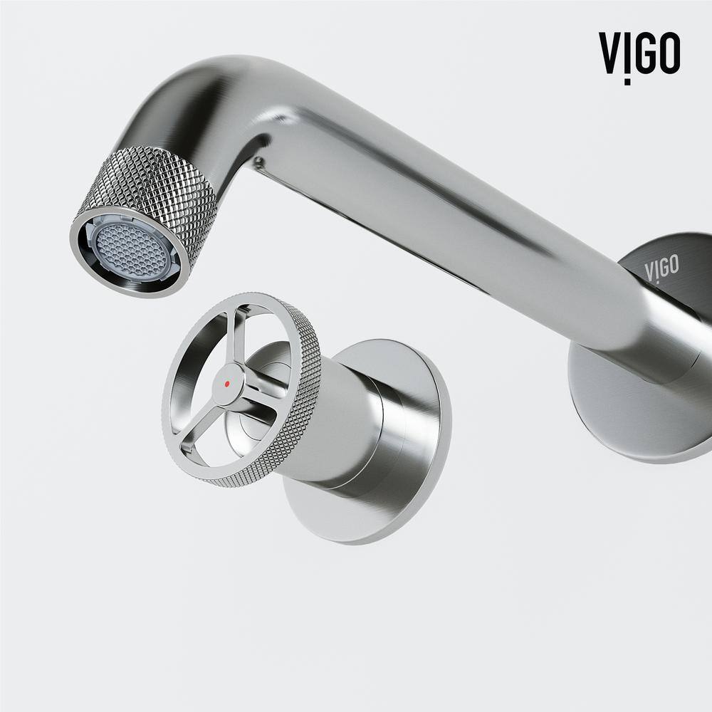 Cass Brushed Nickel Wall Mount Bathroom Faucet