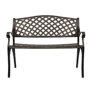 40.5 in. Cast Aluminum Outdoor Bench with Mesh Backrest Seat Surface RT