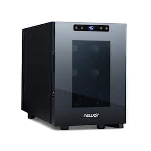 Shadow-T Series Single Zone 6-Bottle Freestanding Compact Countertop Vibration-Free Mirrored Wine Cooler Refrigerator