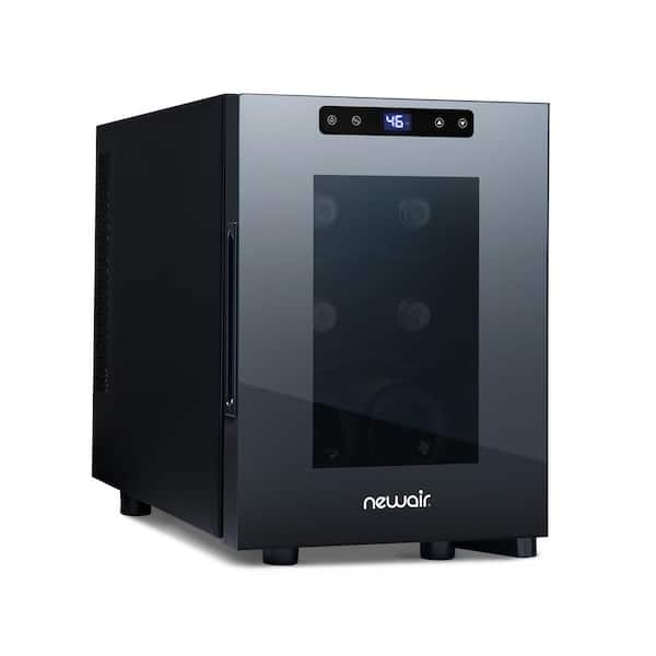Newair Shadow-T Series Single Zone 6-Bottle Freestanding Compact Countertop Vibration-Free Mirrored Wine Cooler Refrigerator