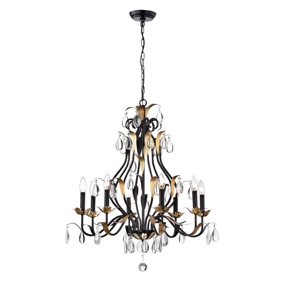 Antique Bronze and Crystal 8-Light Candle Chandelier