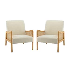 Finebaik Linen ArmChair with Solid Wood Legs (Set of 2)