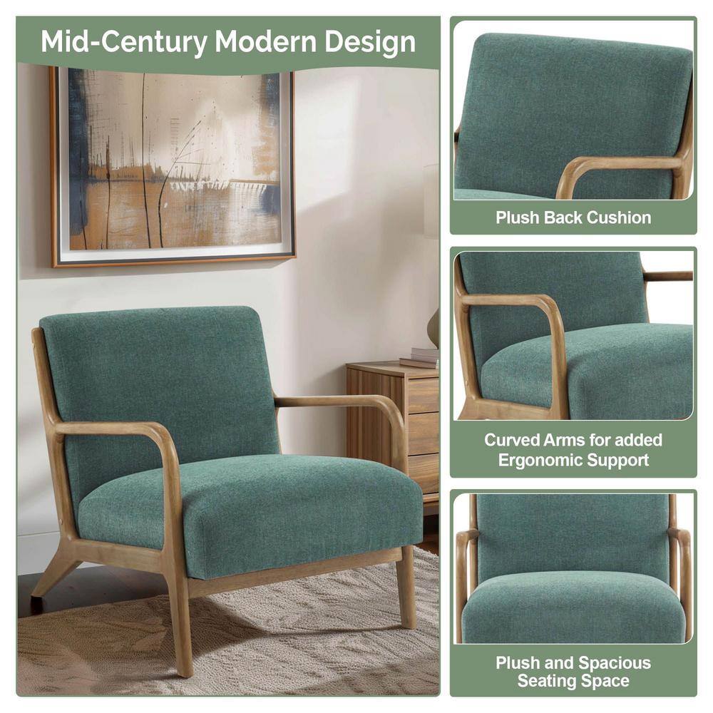 Mid-Century Teal Lounge Chair with Elm Wood Frame