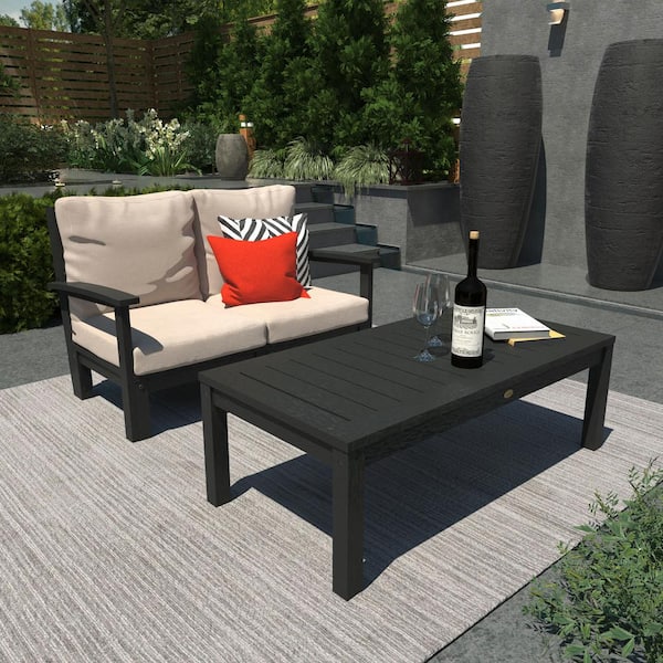 Highwood Bespoke Deep Seating 2-Piece Plastic Outdoor Loveseat and Conversation Table with Cushions
