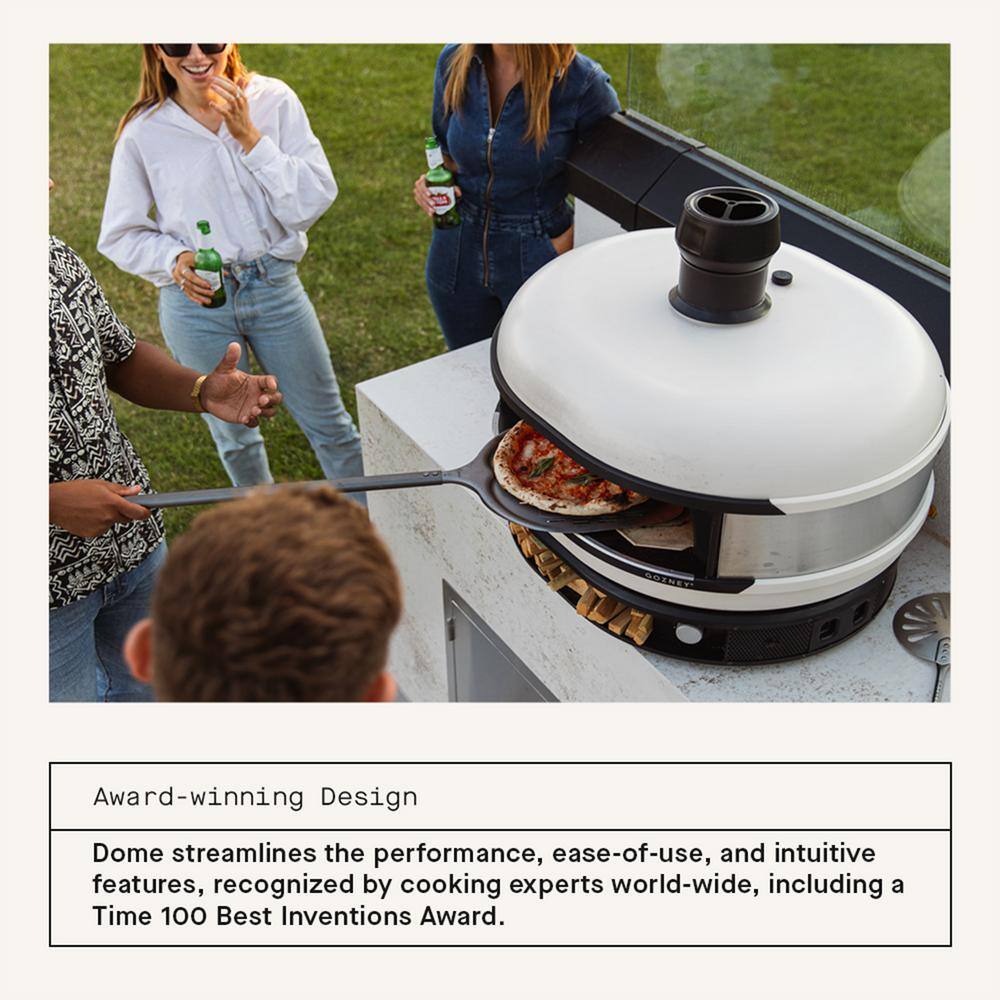 Cream and Black Dual Fuel Outdoor Pizza Oven with Digital Thermometer