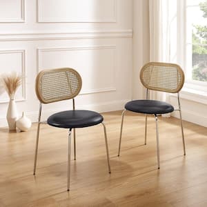 AMIGO Beige Faux Leather Modern Dining Side Chairs (Set of 2)