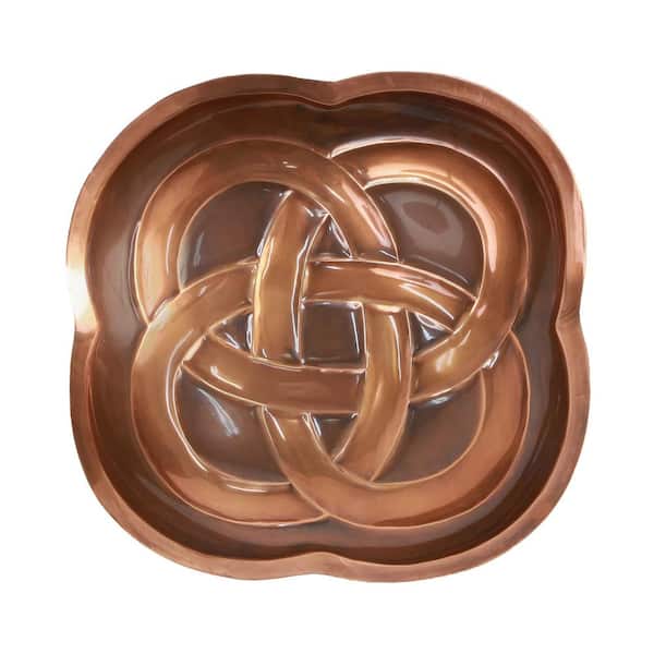 ACHLA DESIGNS 10.5 in. Tall Antique Copper Celtic Dara Knot Birdbath Bowl