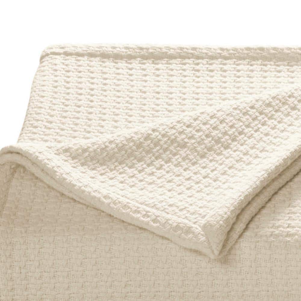 Full Ecru Cotton Knitted Machine Washable Blanket