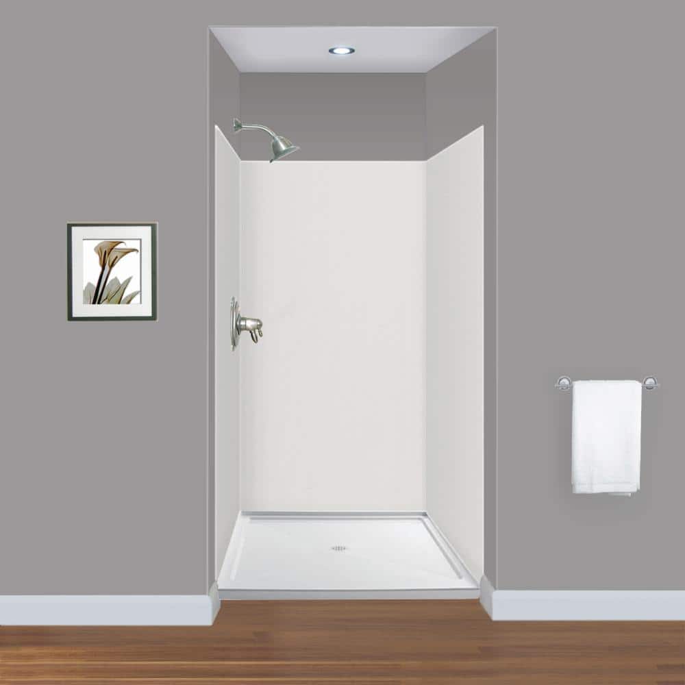 Transolid Expressions 48 in. x 48 in. x 72 in. 3Piece Easy Up Adhesive Alcove Shower Wall