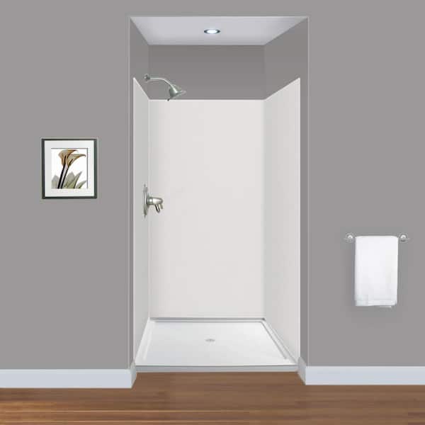 Transolid Expressions 48 in. x 48 in. x 72 in. 3-Piece Easy Up Adhesive Alcove Shower Wall Surround in Grey