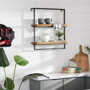 26 in.  x 24 in. Brown 2 Shelves Metal Wall Shelf