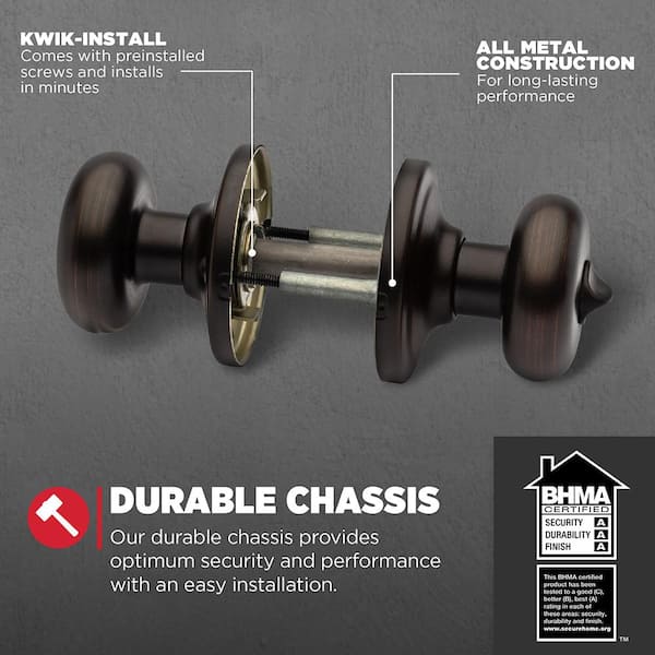 Kwikset Juno Venetian Bronze Privacy Bed/Bath Door Knob with Lock