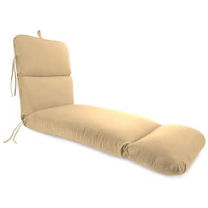 74 in. x 22 in. Antique Beige Solid Rectangular Knife Edge Outdoor Chaise Lounge Cushion with Ties and Hanger Loop