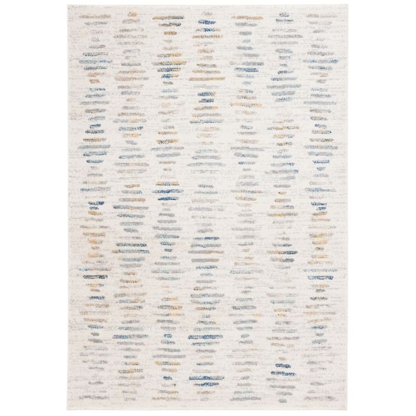 Tulum 4 ft. x 6 ft. Beige/Gray Blue Chevron Striped Area Rug
