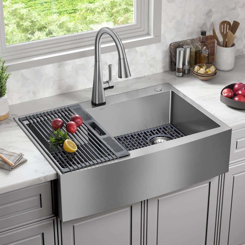 Delta 33-inch Stainless Steel Farmhouse Apron Front Single Bowl Sink