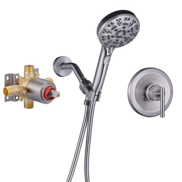 VEVETTA Single Handle 7-Spray Shower Faucet 1.8 GPM with Pressure Balance Valve in. Brushed Nickel