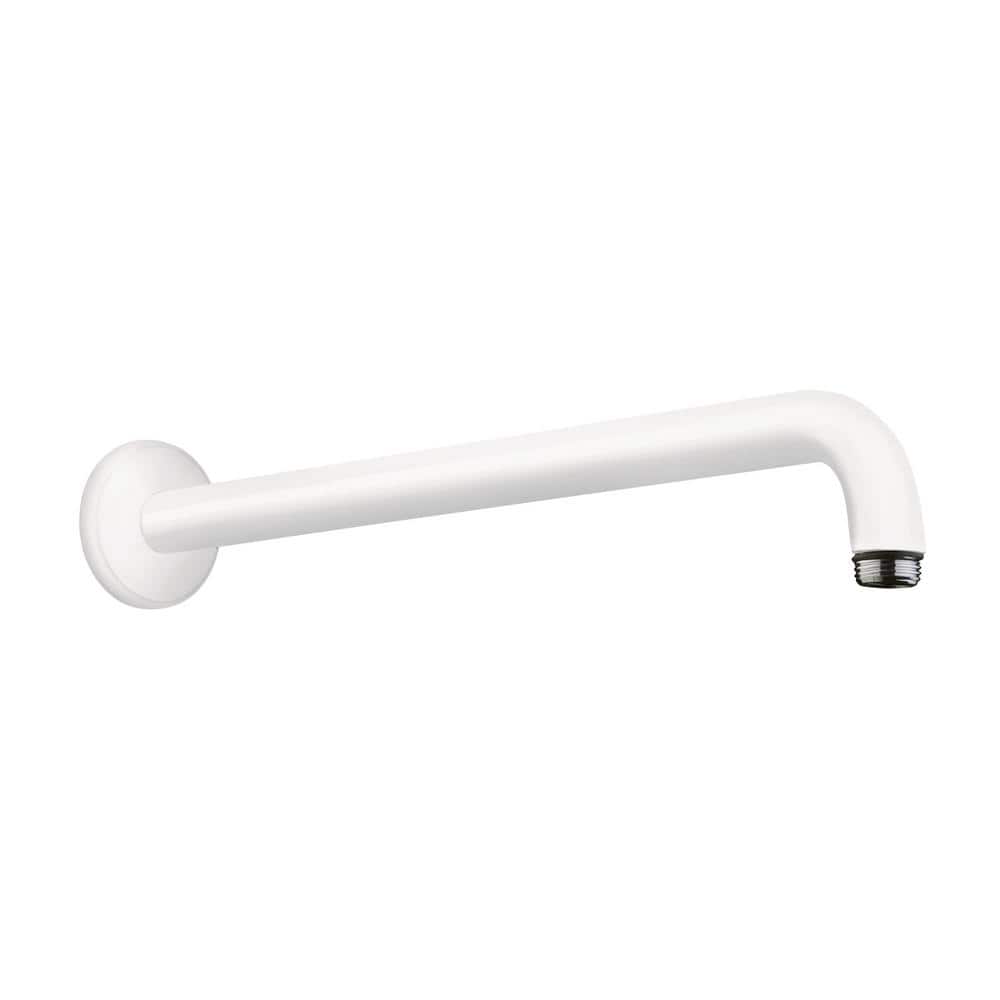 15-Inch Matte White Brass Wall Mount Shower Arm