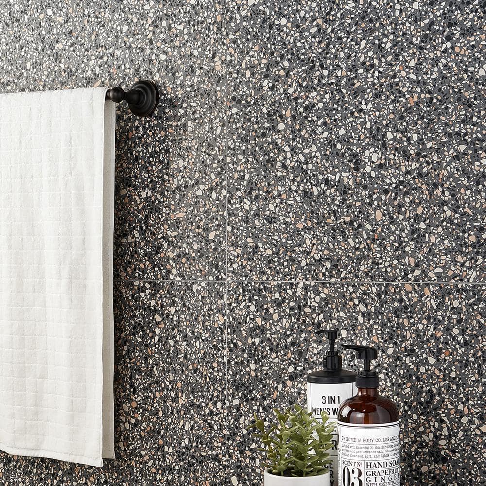 Italia Mora 24-in x 24-in Honed Gray Terrazzo Tile