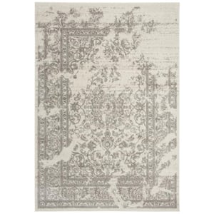 Adirondack Ivory/Silver 4 ft. x 6 ft. Border Floral Area Rug