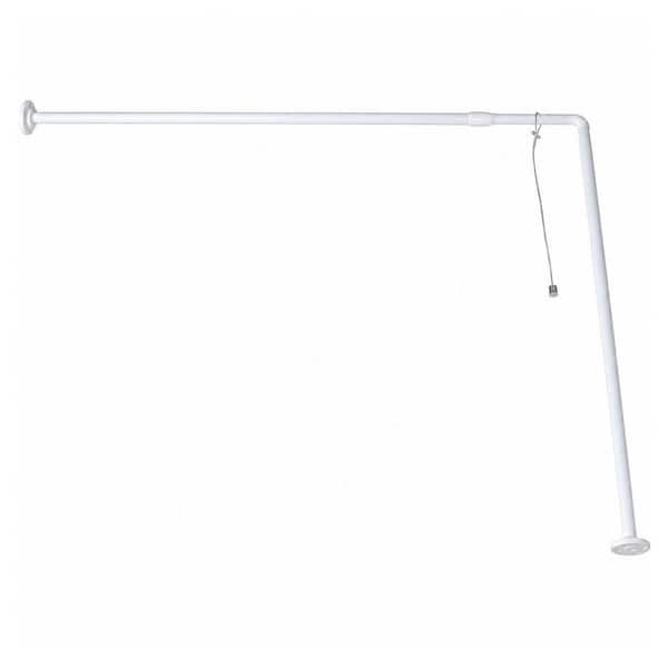 37" to 71"L - Width 31.5" Wall Mounted Adjustable L-Shaped Corner Bathtub Curtain Rod White