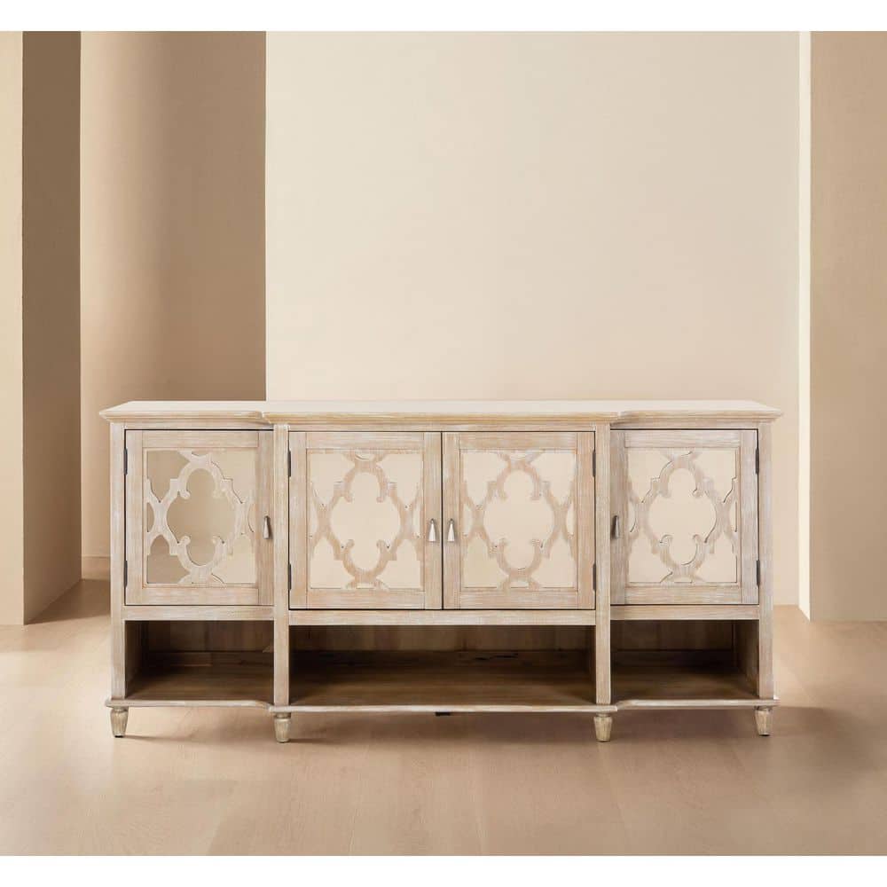 Lecarlo White Washed 34 in. H Accent Cabinet