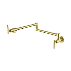 Wall Mounted Pot Filler Faucet with Double Handle in Gold