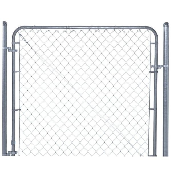 YARDGARD Chain Link Fence Gate 4'H x 4'W Residential Galvanized Metal 