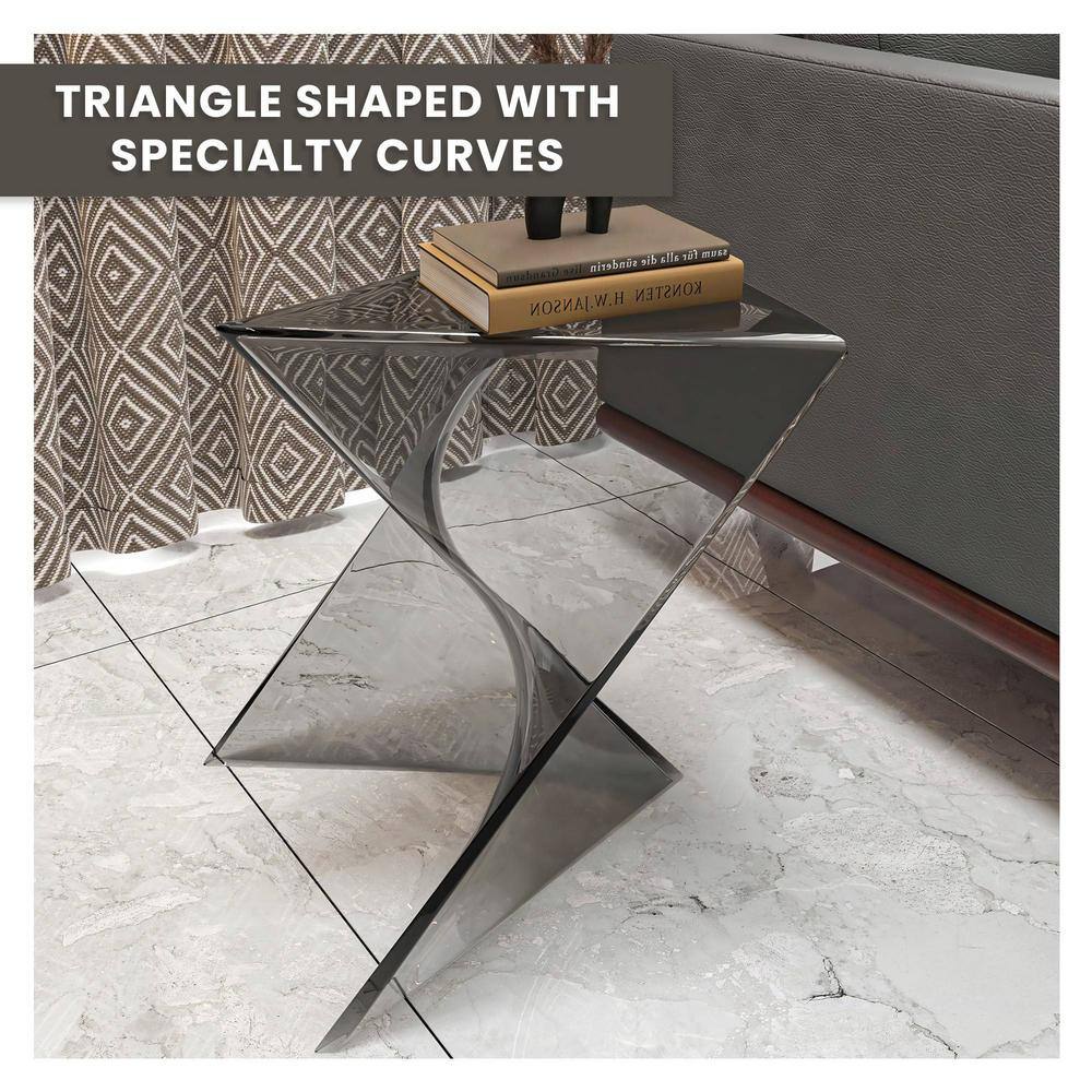 Randolph 15.75" Smoke Gray Plastic Triangular Accent Side Table