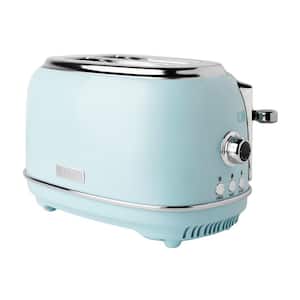 Heritage 900-Watt 2-Slice Wide Slot Turquoise Retro Toaster with Removable Crumb Tray and Adjustable Settings