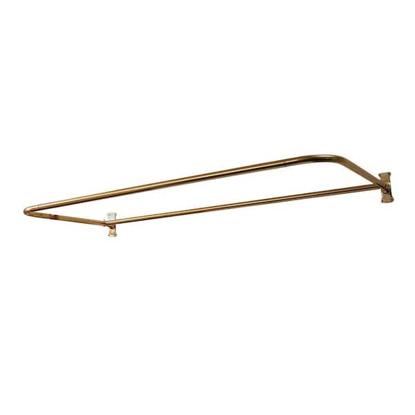 Barclay Products 60 in. "D" Shower Rod with Flanges in Polished Brass