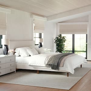 Britta Beige Wood Frame King Platform Bed with Upholstered Solid Wood