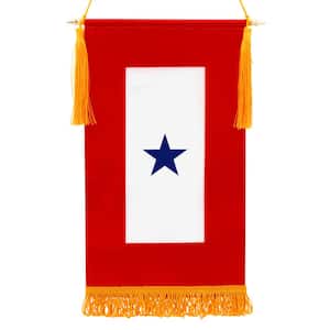 1.25 ft. x 2/3 ft. Fringed Flag w/ 2/3 ft. Wooden Flagpole and Golden Hanging Cord w/ Tassels - Military Service Banner