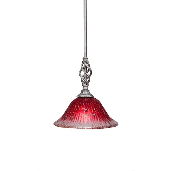Unbranded Bridgewater 100 W 1-Light Aged Silver Standard Mini Pendant Light with Glass Shade