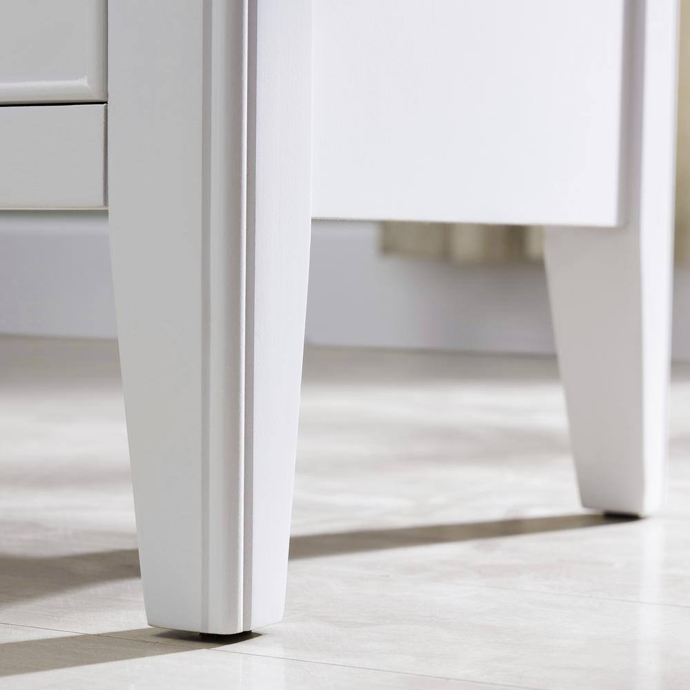 Orchid White Solid Wood Nightstand with USB-C and A/C Ports